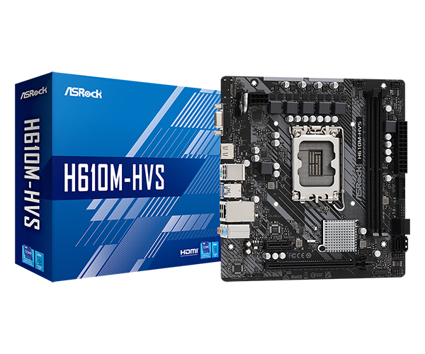 MBO ASROCK H610M-HVS 12GEN LGA1700 2XDDR4 VGA HDMI 10USB M.2 PCIE 4.0 MICROATX